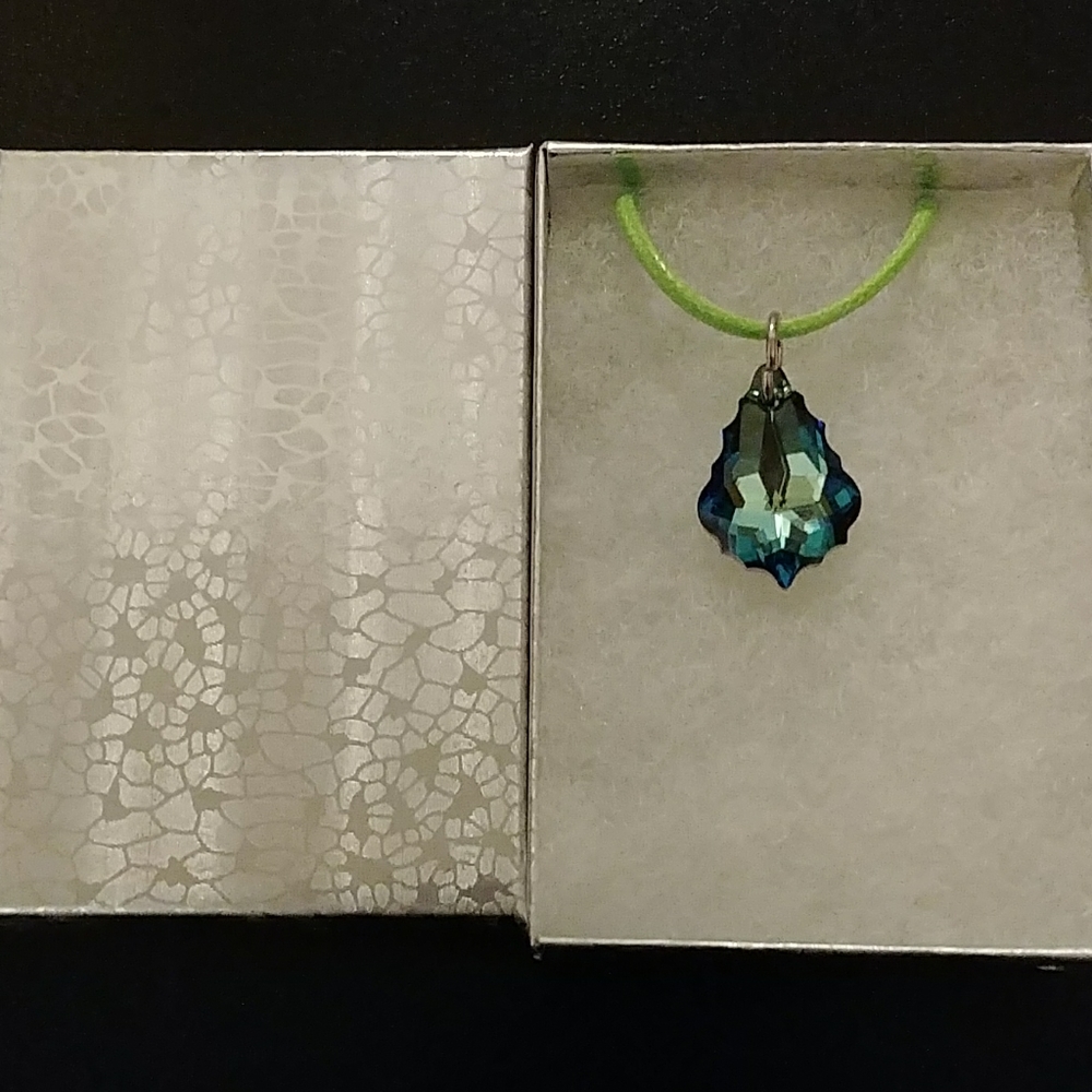 Marine Blue Crystal Pear Necklace - Picture 6 of 8
